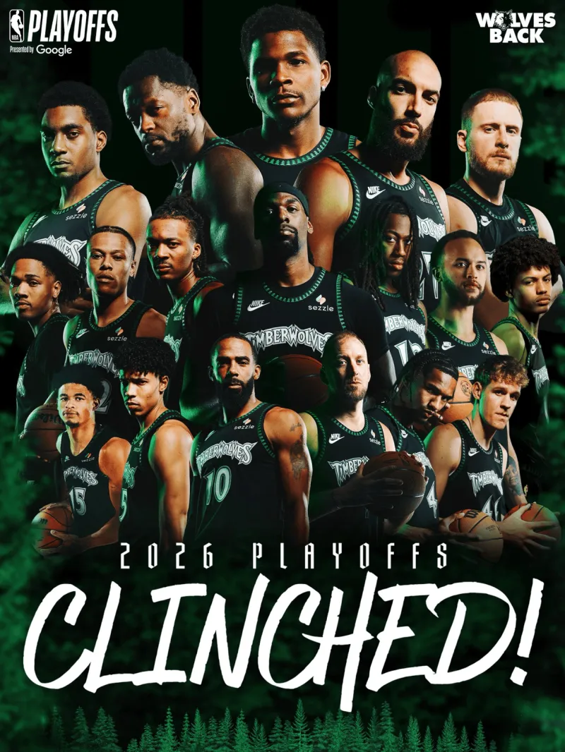 开云在线-实至名归！森林狼官方晒球员全家福：我们将正式挺进季后赛